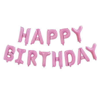 გასაბერი ბანერი Happy Birthday - ვაარდისფერი